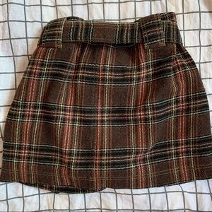 plaid skirt w belt